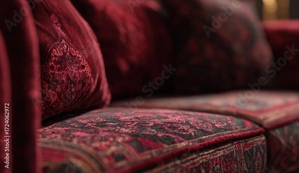 Obraz Close-up of red velvet furniture