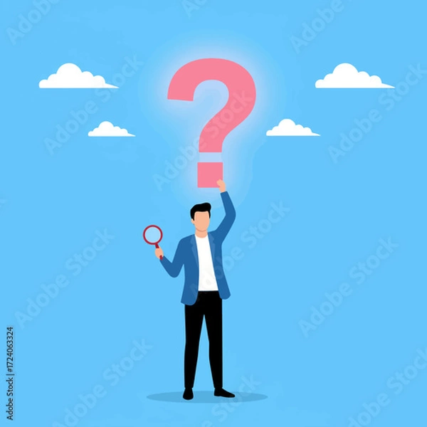 Fototapeta gemini-2_5-flash-image-preview_A_stylized__flat_illustration_of_a_man_standing_in_the_center_of_a_bright__clear_blue_sky__He_is_wea-1_f0224e98-73c6-4f83-969c-7eeb19f97835_traced