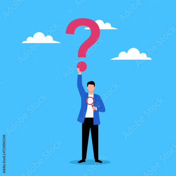 Fototapeta gemini-2_5-flash-image-preview_A_stylized__flat_illustration_of_a_man_standing_in_the_center_of_a_bright__clear_blue_sky__He_is_wea-0_d1c50cef-5bd9-456c-ad04-f4253fdddea2_traced