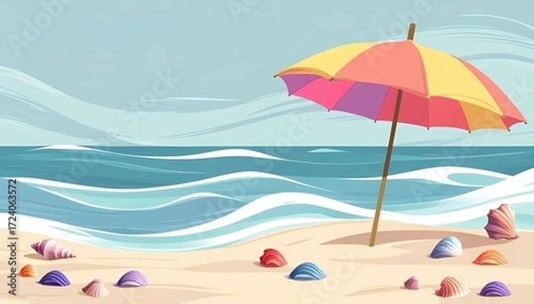 Obraz summer background with umbrella