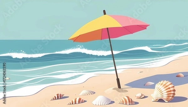 Obraz beach with umbrella