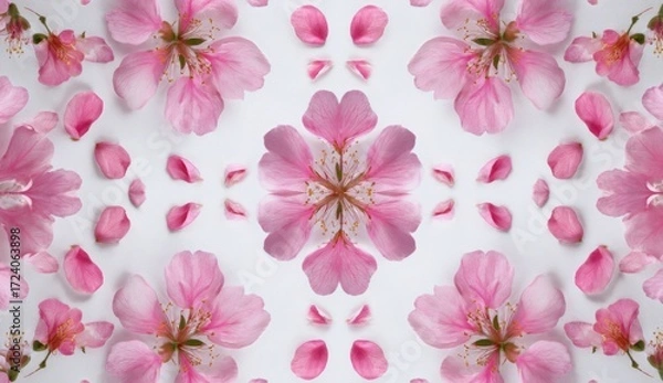 Obraz A symmetrical pattern of pink flower petals