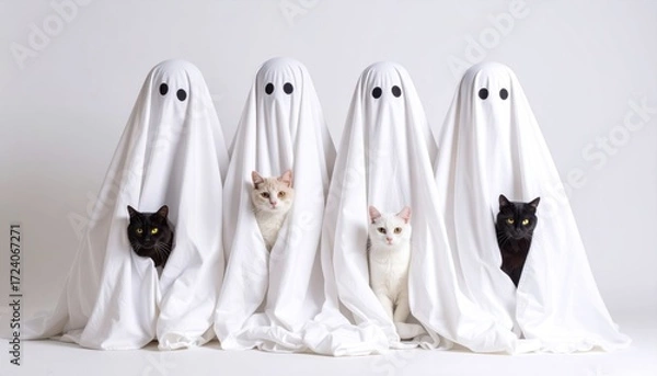 Obraz Cats dressed as ghosts