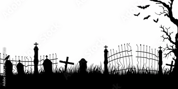 Fototapeta illustration of Graveyard panorama for halloween background