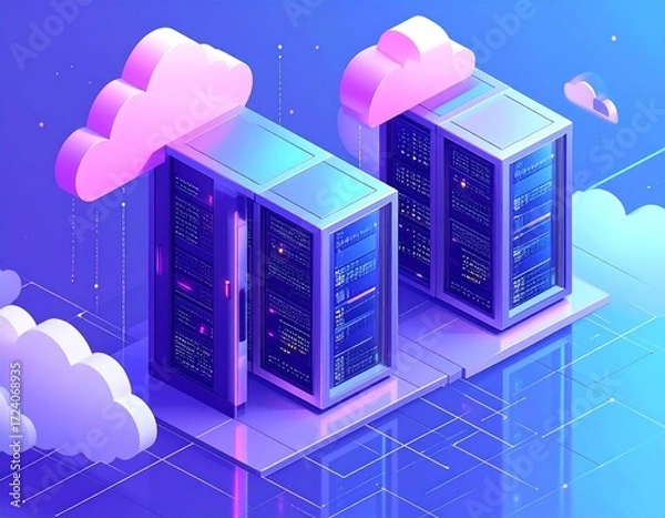 Obraz Digital cloud server network