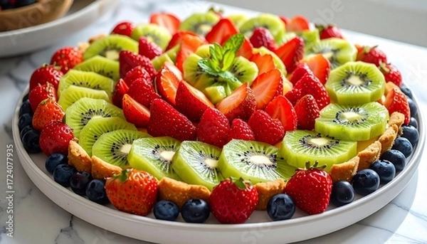 Fototapeta Vibrant and Colorful Fruit Tart: A Delicious and Appetizing Culinary Creation