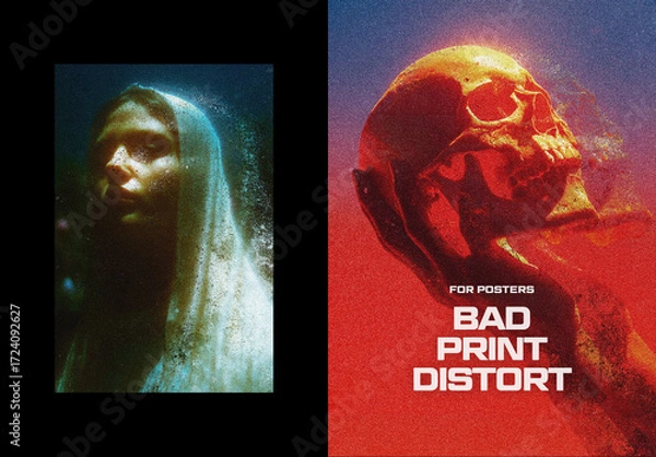 Obraz Bad Distorted Print Poster Effect Mockup