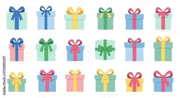 Obraz Colorful Gift Boxes with Ribbons on White Background