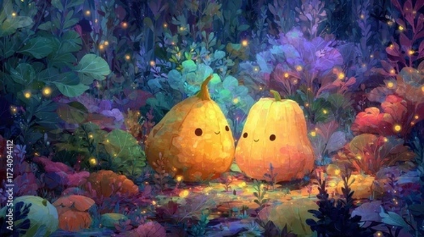 Obraz Two Adorable Pears in a Magical Forest.