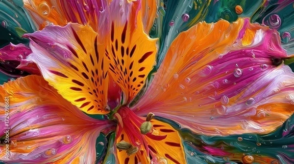 Fototapeta Vibrant Alstroemeria Bloom - A Close-Up of Natures Artistry.