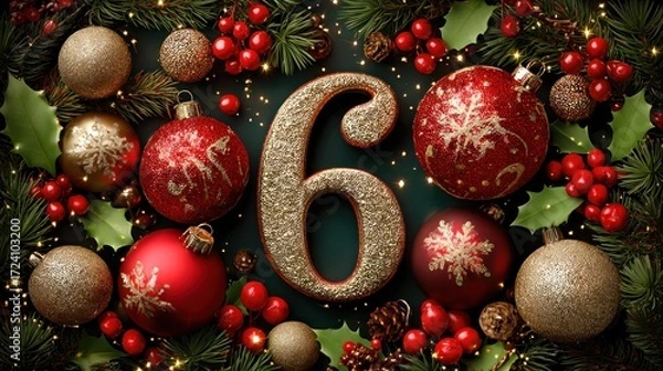 Obraz Christmas advent calendar day six holiday decorations