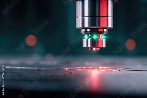 Fototapeta Precision laser cutting process showcasing intricate details and