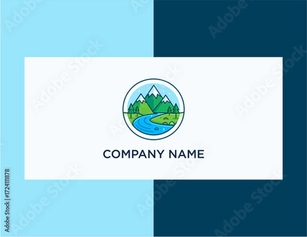 Obraz Mountain River Landscape Logo Design.