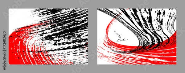 Fototapeta Strokes of black and red paint on a white background. Set of two templates. Graffiti element. Design template for the design of banners, posters, booklets, covers, magazines. EPS 10