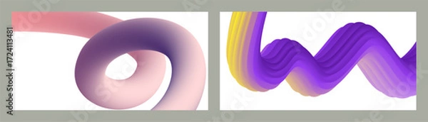 Fototapeta Abstract volumetric background. Cords. set of two illustrations. Toothpaste in a tube. Minimalism. Creative modern background. Cover design, wallpaper, background. eps vector.