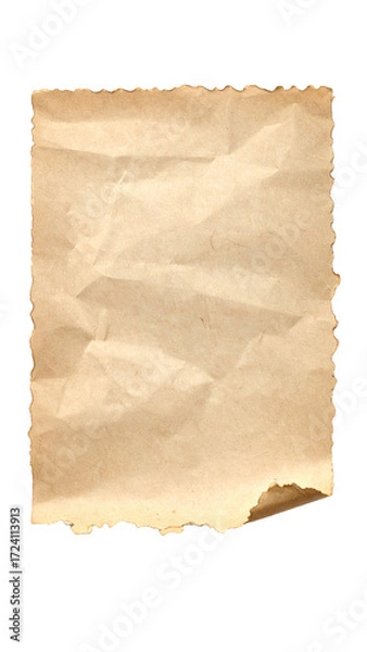 Obraz A torn rectangular piece of aged, light brown parchment paper with irregular edges.