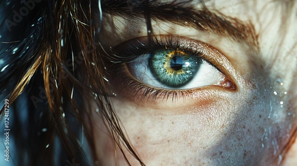 Fototapeta The amazing beauty of a woman's gaze. The photo emphasizes the charm and depth of the eyes.