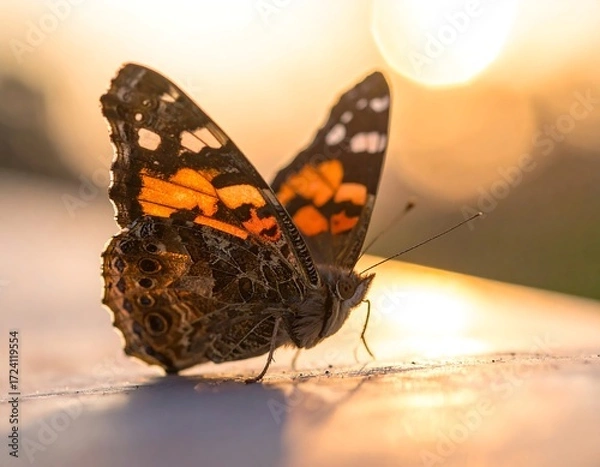Obraz Butterfly at sunset