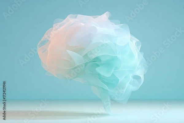 Fototapeta Soft, ethereal cloud-like form floats gracefully against soothin