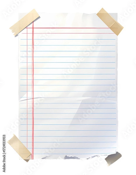 Obraz A clean, blank sheet of lined notebook paper, perfect for educational or office-themed projects.