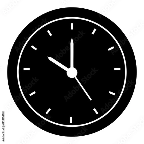 Fototapeta Clock Silhouette, Timepiece Icon Illustration, Classic Round Wall Clock Graphic for Time, Watch, Deadline, and Schedule Concept PNG
