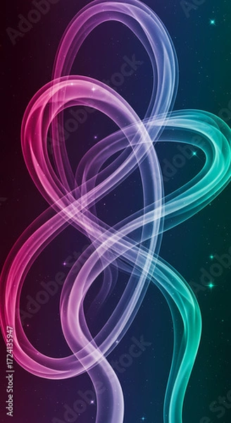 Fototapeta Wallpaper with abstract swirling colorful light trails on a dark background