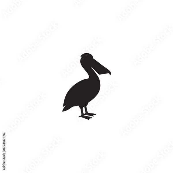 Fototapeta simple pelican silhouette in black