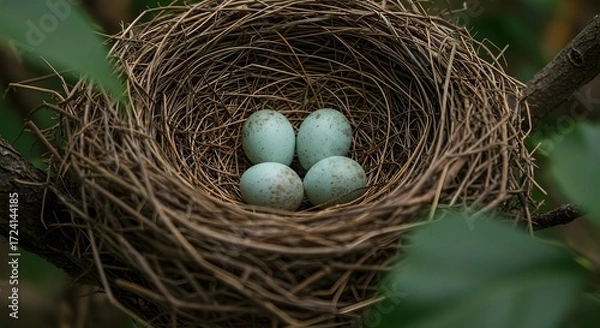 Obraz Bird nest with eggs.