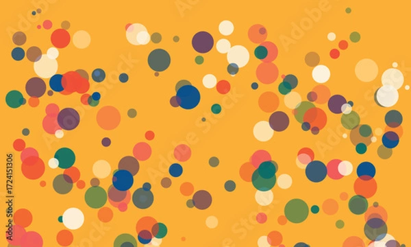 Fototapeta Abstract Background with Colorful Overlapping Circles on a Mustard Yellow Surface Perfect for Wallpapers and Graphic Designs and Business Presentation Slides