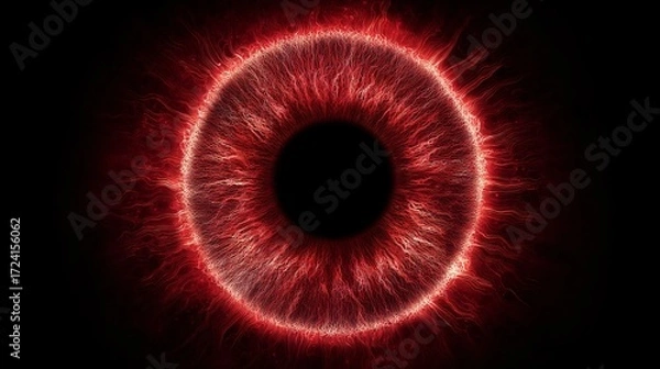 Obraz Abstract red glowing ring with particle effect on black background