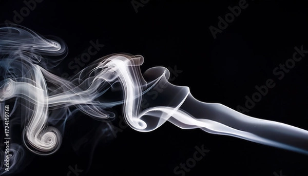 Fototapeta White Smoke Gracefully Swirling In Dark Background Creating Intriguing Shapes And Patterns