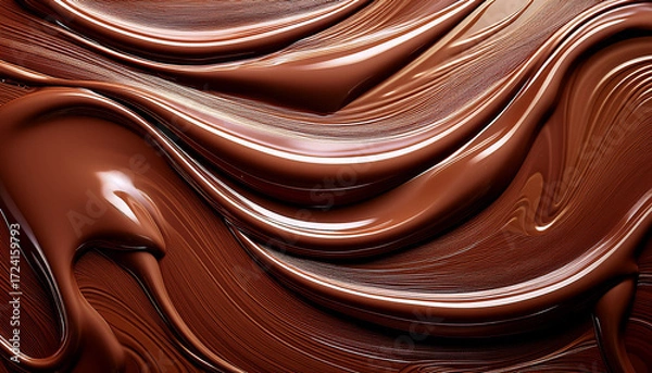Fototapeta Melting Chocolate Texture Brown And Glossy