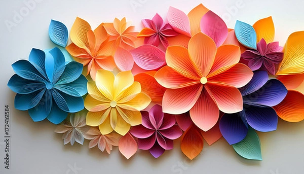 Fototapeta Colorful Abstract Flower Shapes For Modern Design Projects