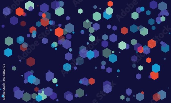 Fototapeta Abstract Hexagonal Pattern with Vibrant Colors on Dark Background Design Element for Creative Projects and Modern Graphic Artwork