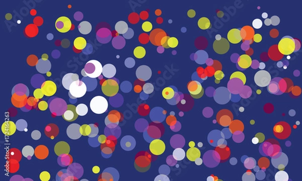 Fototapeta Colorful Circles on Deep Blue Background Modern Abstract Art Design Festive and Joyful Composition for Creative Projects Wallpaper Graphic Design and Digital Art