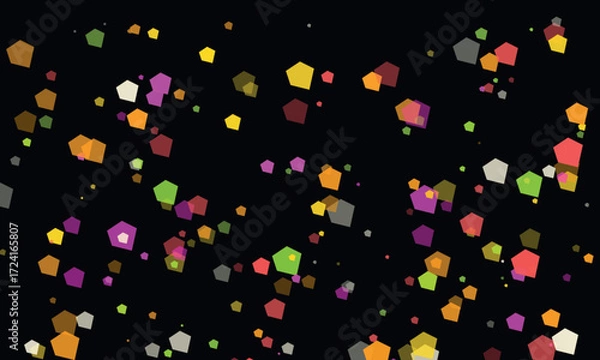 Fototapeta Colorful Pentagons Floating on a Black Background an Abstract Festive Celebration with a Modern Artistic Touch and Dynamic Geometric Shapes for a Vibrant Visual Experience