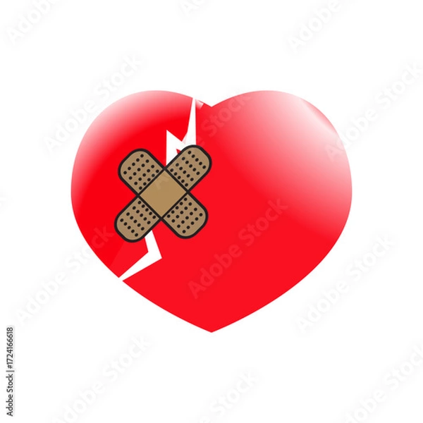 Obraz broken heart and plaster icon