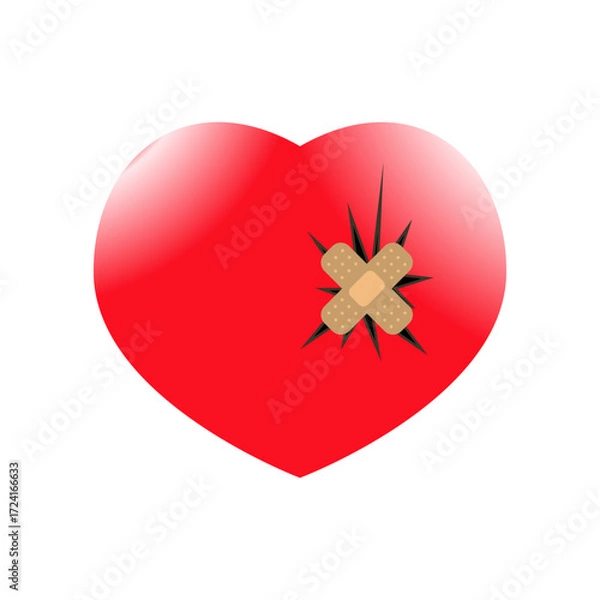 Obraz broken heart isolated on white background