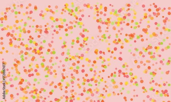 Fototapeta Pastel Pink Background with Vibrant Confetti Dots Creating a Festive and Playful Backdrop for Celebrations and Creative Designs