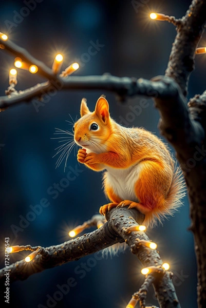 Fototapeta Luminous Squirrel on an Energy Tree
