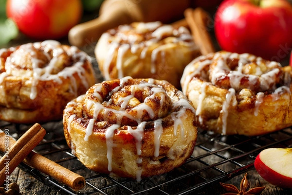 Obraz Delightful Apple Cinnamon Rolls with Sweet Glaze