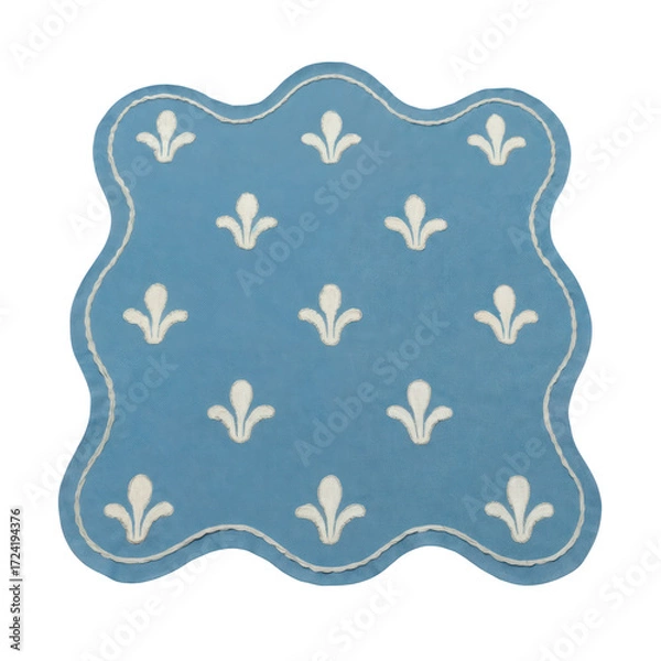 Obraz Embroidered Linen Napkin with Delicate Decorative Pattern on White Background