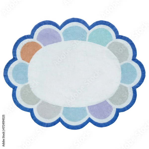 Obraz Embroidered Linen Napkin with Delicate Decorative Pattern on White Background