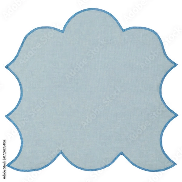 Obraz Minimalist linen napkin with subtle embroidery, photographed from above on a clean background. This soft, elegant textile piece is perfect for product mockups, table styling, or interior design 