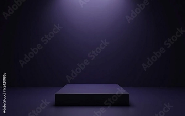 Fototapeta Empty podium or pedestal in elegant on dark Purple gradient background,ideal mockup for product display presentation showcase backdrop design