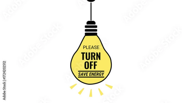 Fototapeta Lightbulb Icon with Turn Off message Save Energy concept Minimalist design Vector illustration