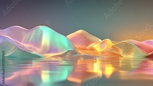 Fototapeta Shimmering pastel abstract glossy wave high resolution picture
