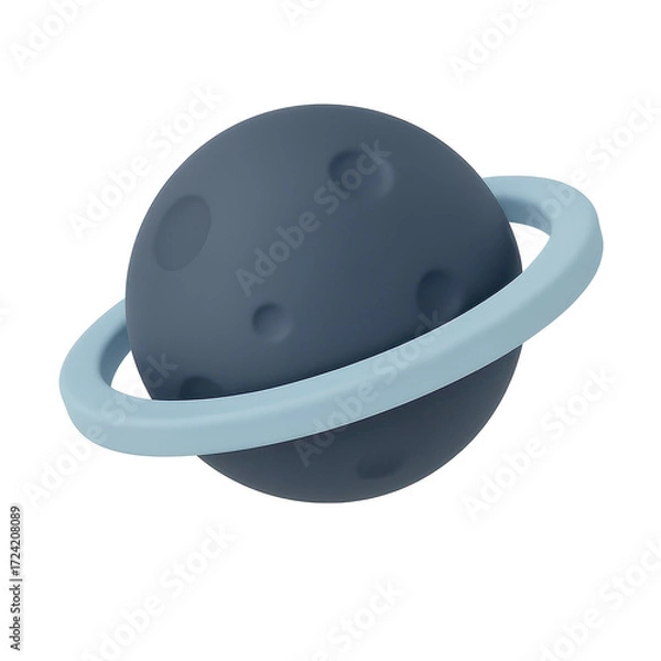 Fototapeta A stylized representation of a planet with rings, featuring a dark color and textured surface.