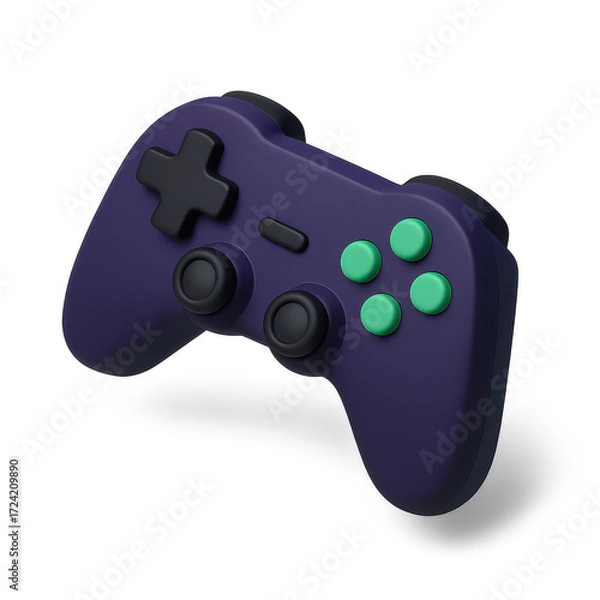 Fototapeta A purple video game controller with buttons, designed for gaming.