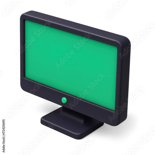 Fototapeta A simple, modern computer monitor with a green screen, suitable for various applications.